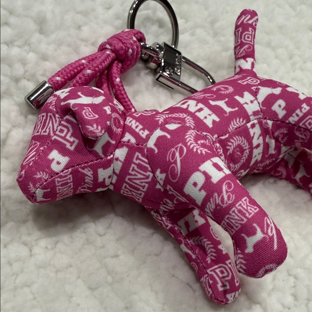 PINK Victoria's Secret Dog Keychain Holder - Pink and White - Picture 2 of 11
